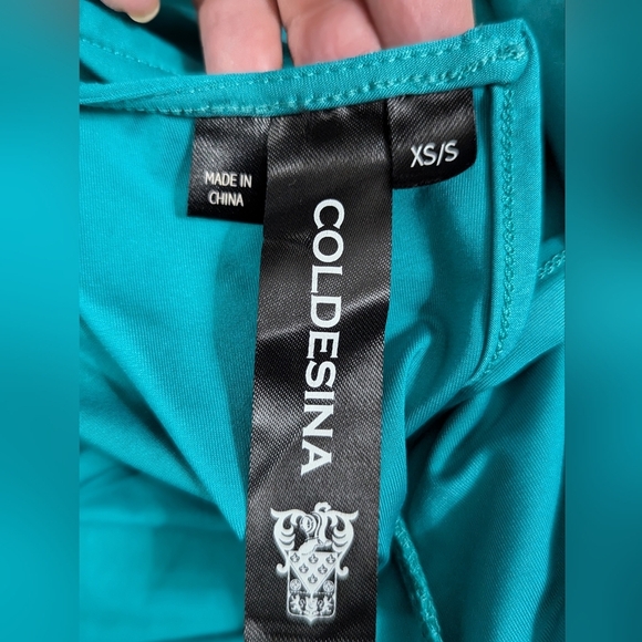 Coldesina Teal Wide Leg Sleeveless Jumpsuit XS/S V Neck Lounge Resort - Picture 7 of 7